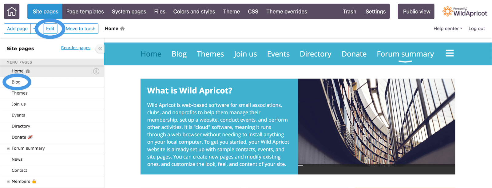 WildApricot blog install step