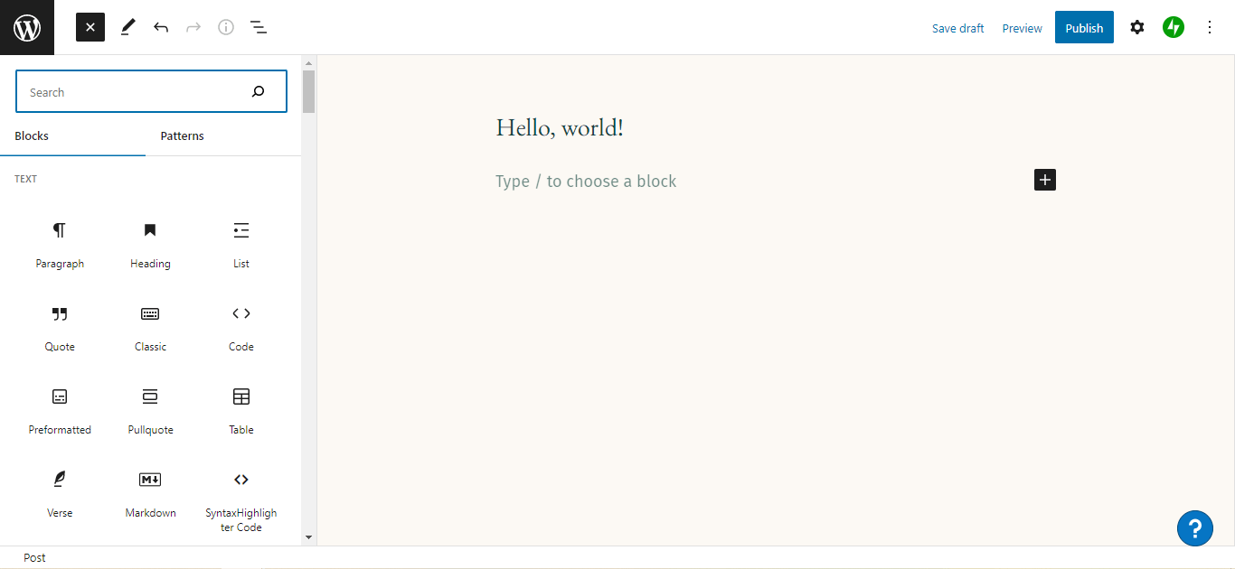 WordPress editor