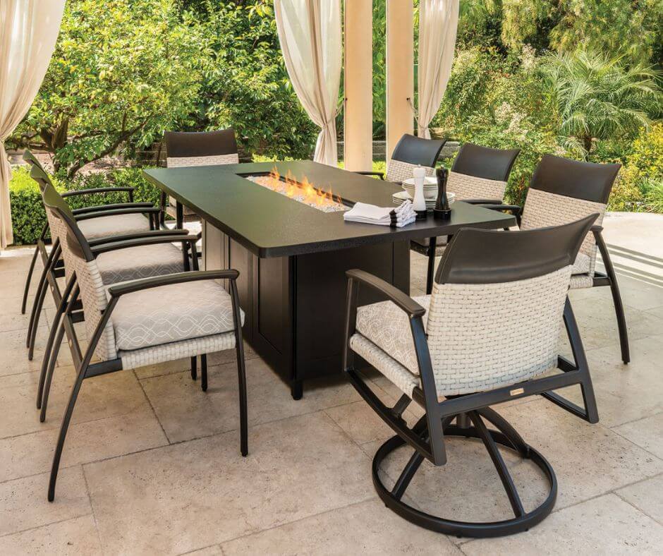 Dine Alfresco with a fire pit table, Riviera Outdoor Decor, Corpus Christi, Texas