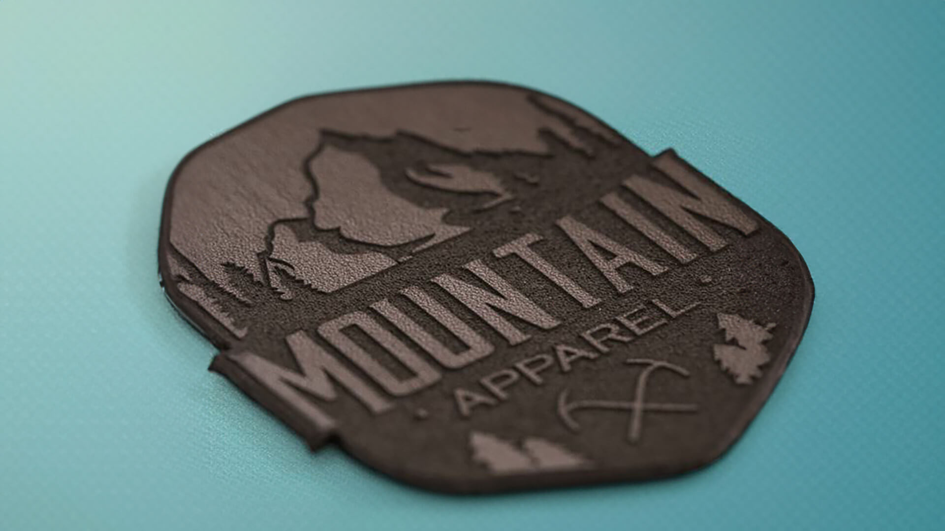 a custom leather patch for mountain apparel