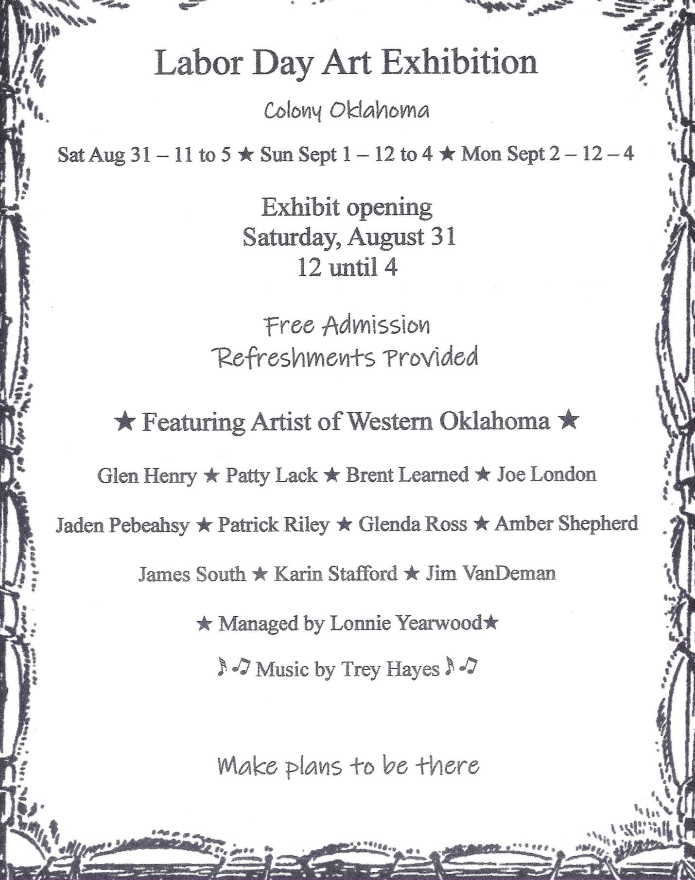Labor Day Weekend Art Exhibit to Feature Oklahoma Artists at 
