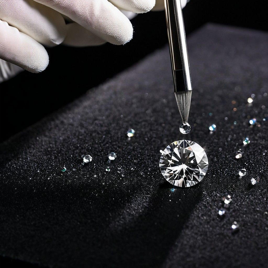 Diamond jewellery care - a diamond is being carefully cleaned