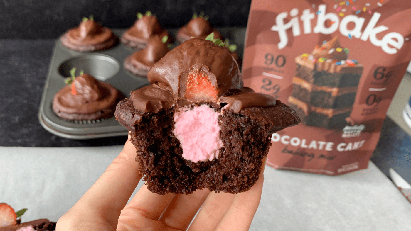 Keto Chocolate Covered Strawberry Cupcakes