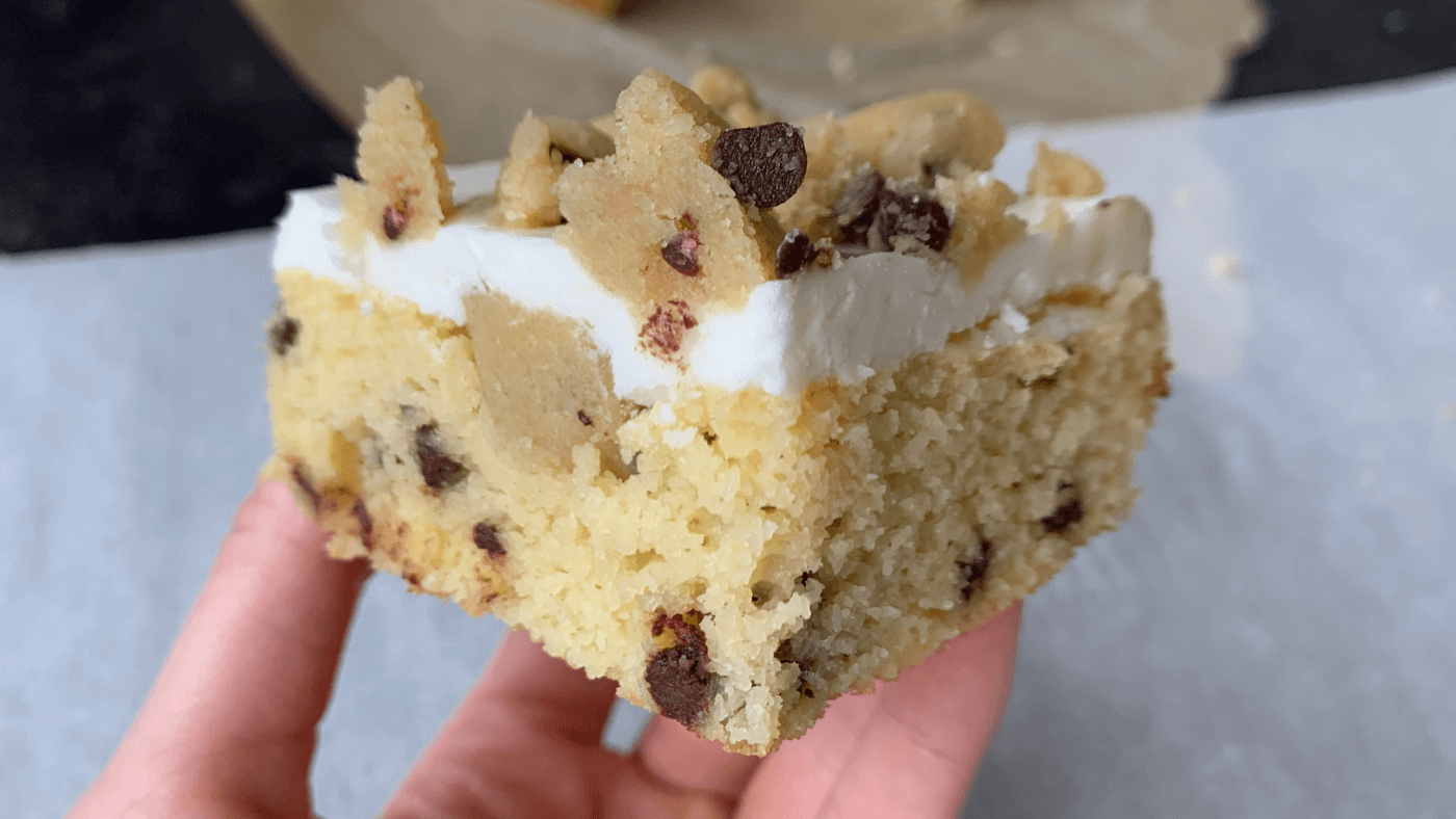 Cookie Dough Cake- No eggs or dairy! - The Big Man's World ®