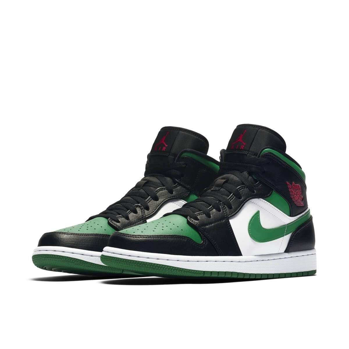 Air Jordan 1 Mid Pine Green Black Toe Box