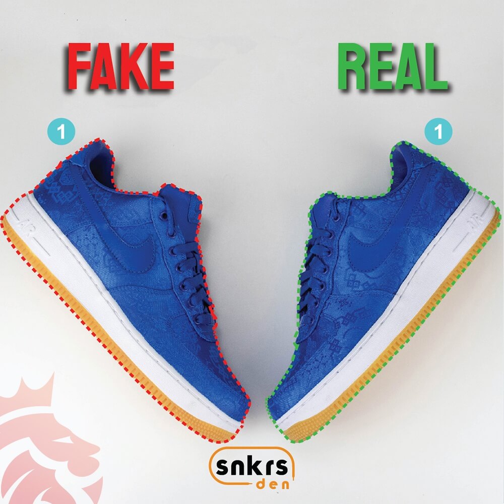 Real Vs Fake: Nike Air Force 1 Low x CLOT “Game Royal”