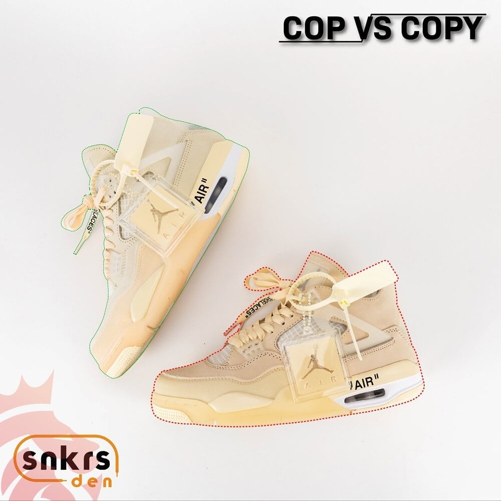 Real Vs Fake: Off-White Air Jordan 4 Retro SP “Sail”