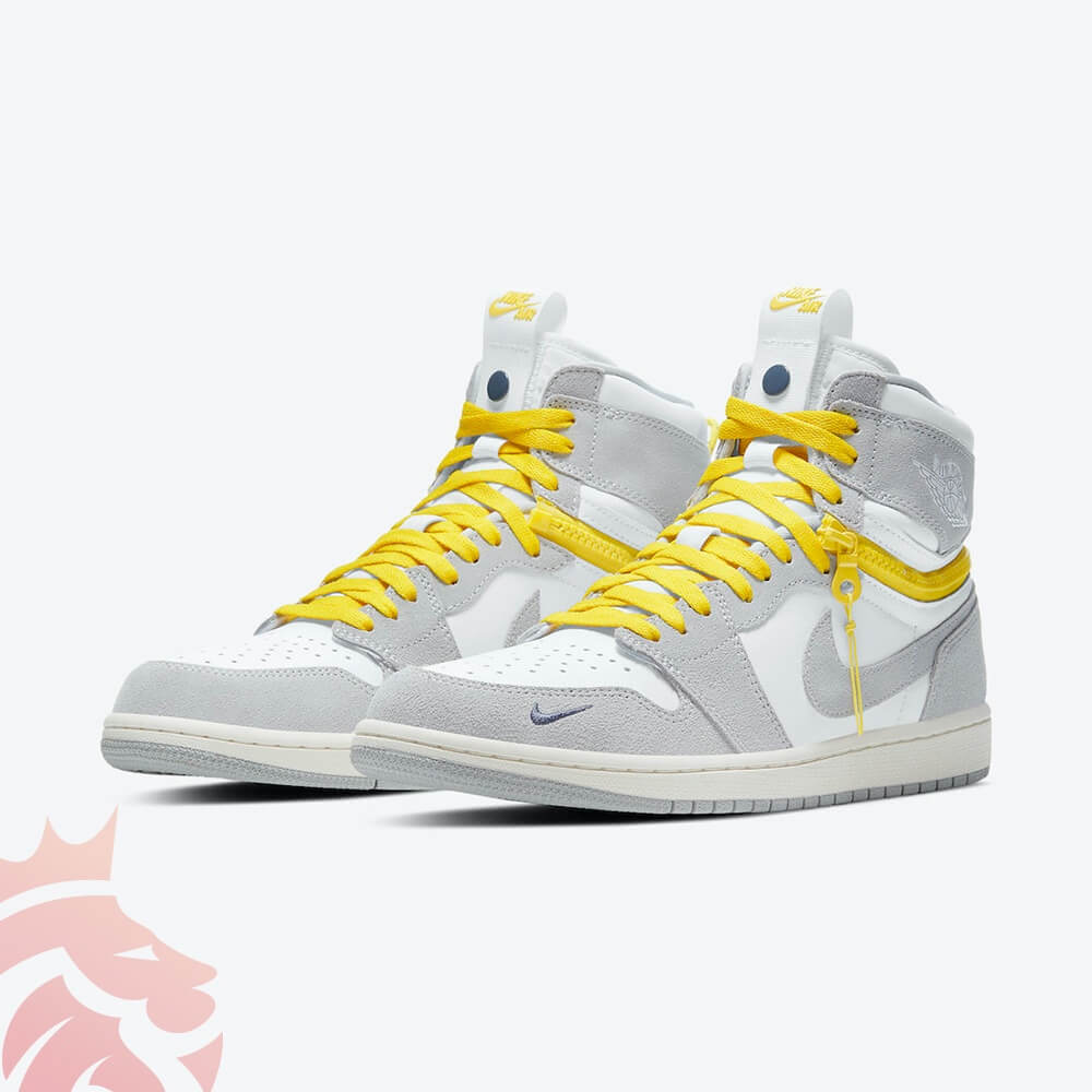 Grey and shop yellow jordan 1