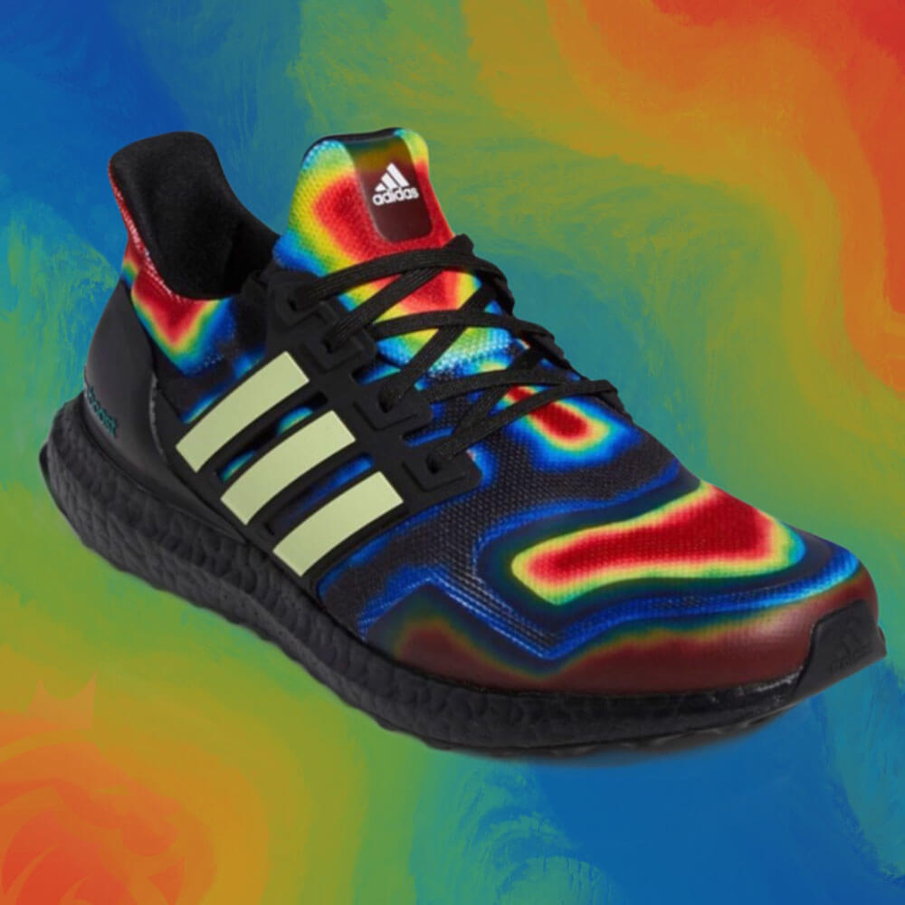 Adidas ultra boost shop white rainbow vector