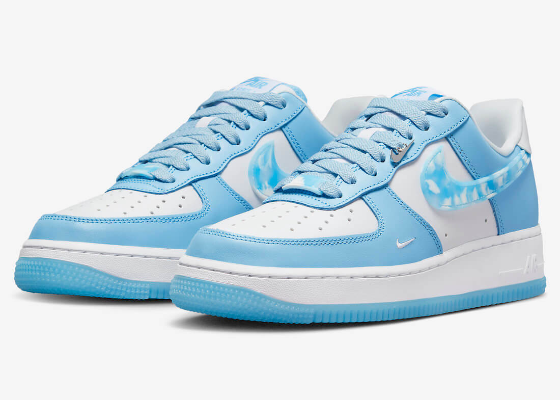 Nike Air Force 1 Custom "Baby Blue UNC Mid" White Shoes