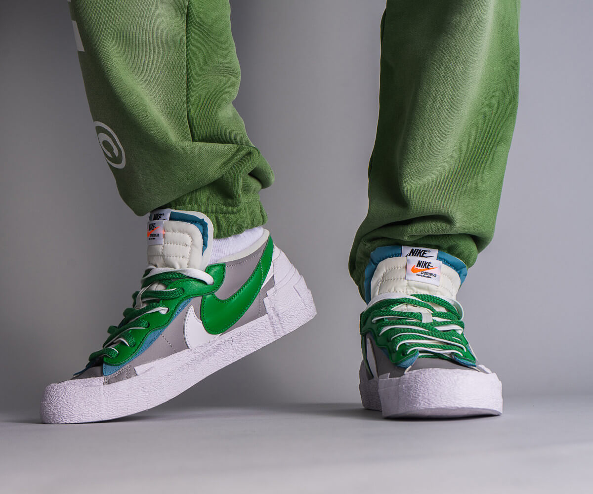 Nike Blazer Low sacai Medium Grey Classic Green – YankeeKicks Online