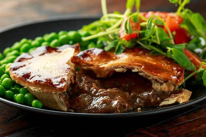 Beef, mushroom and ale pie