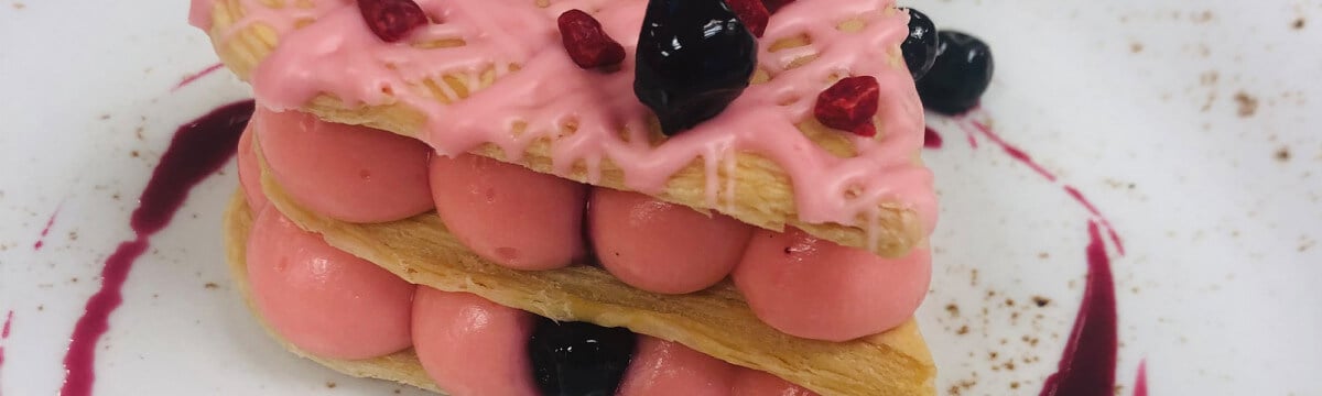 Blackcurrant and vanilla mille feuille