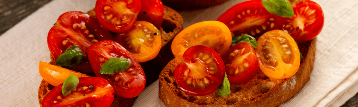 Classic tomato bruschetta with basil