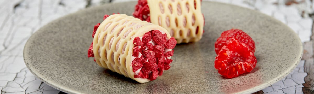 Delicate raspberry petit fours