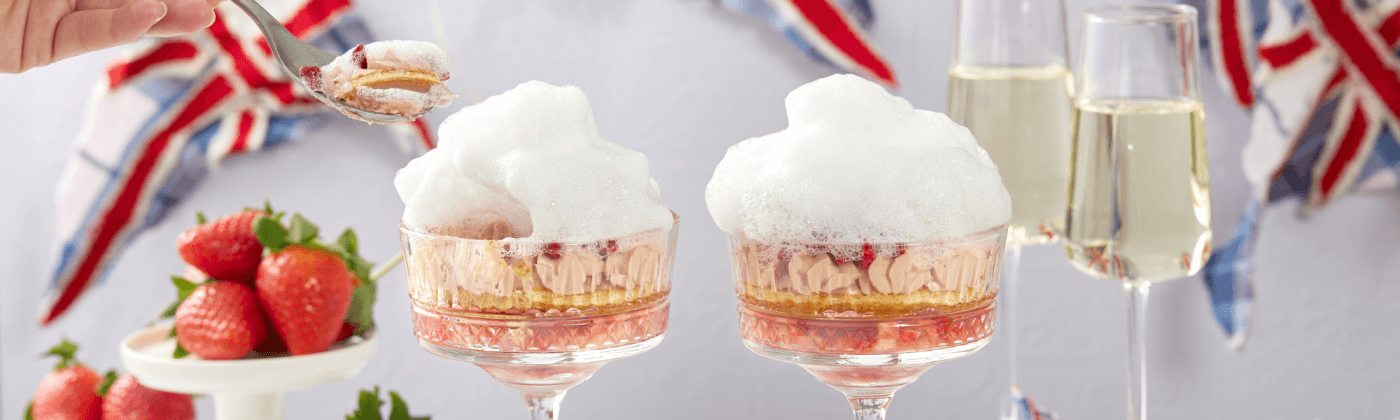 Strawberry and champagne trifle