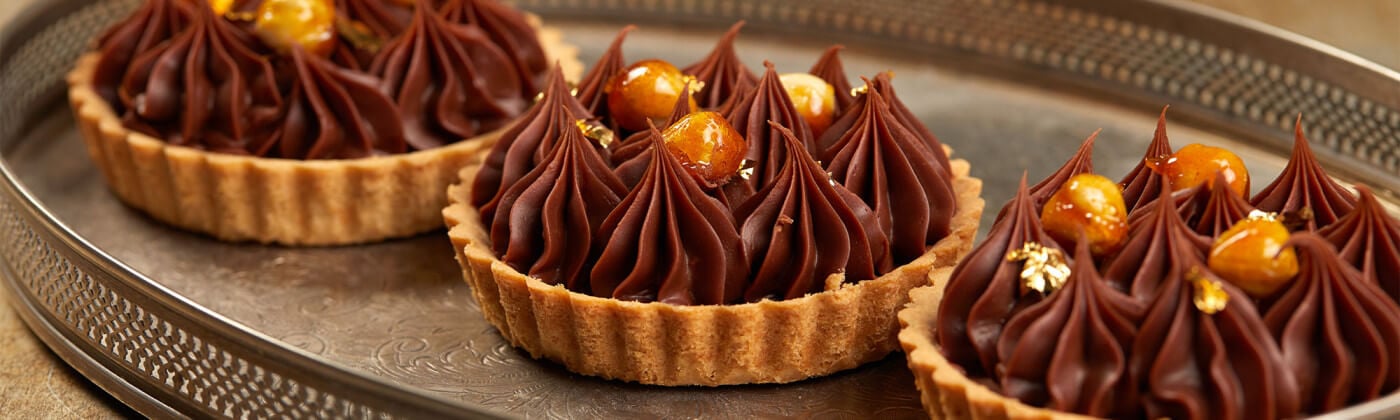 Chocolate and spiced hazelnut tart