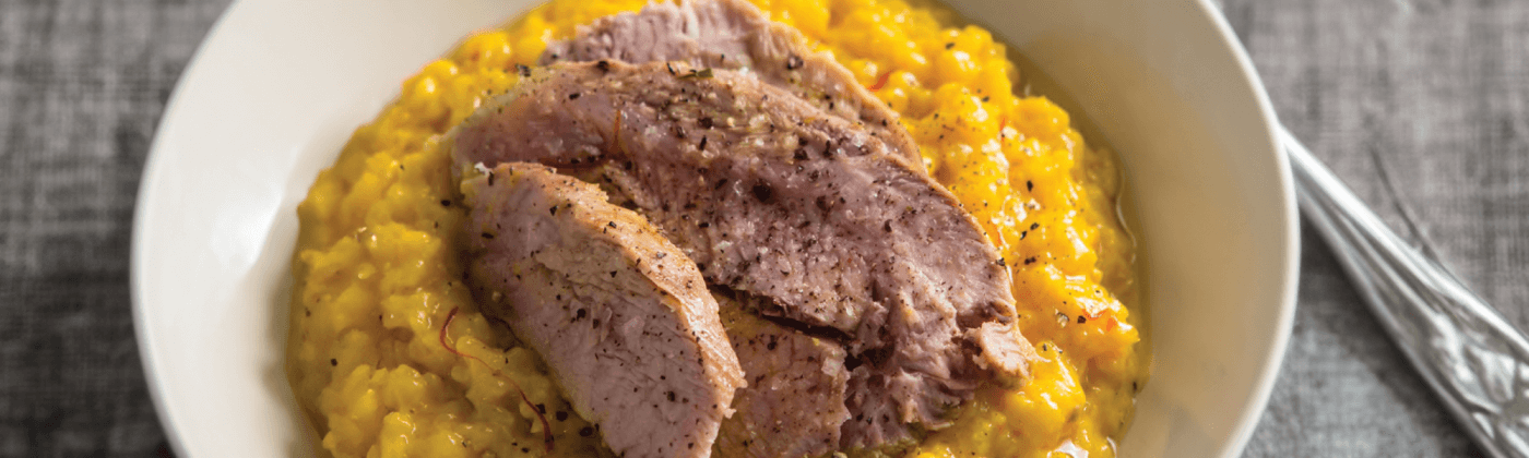 Braised veal shank with risotto Milanese