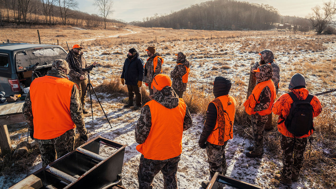 group of doe derby hunters