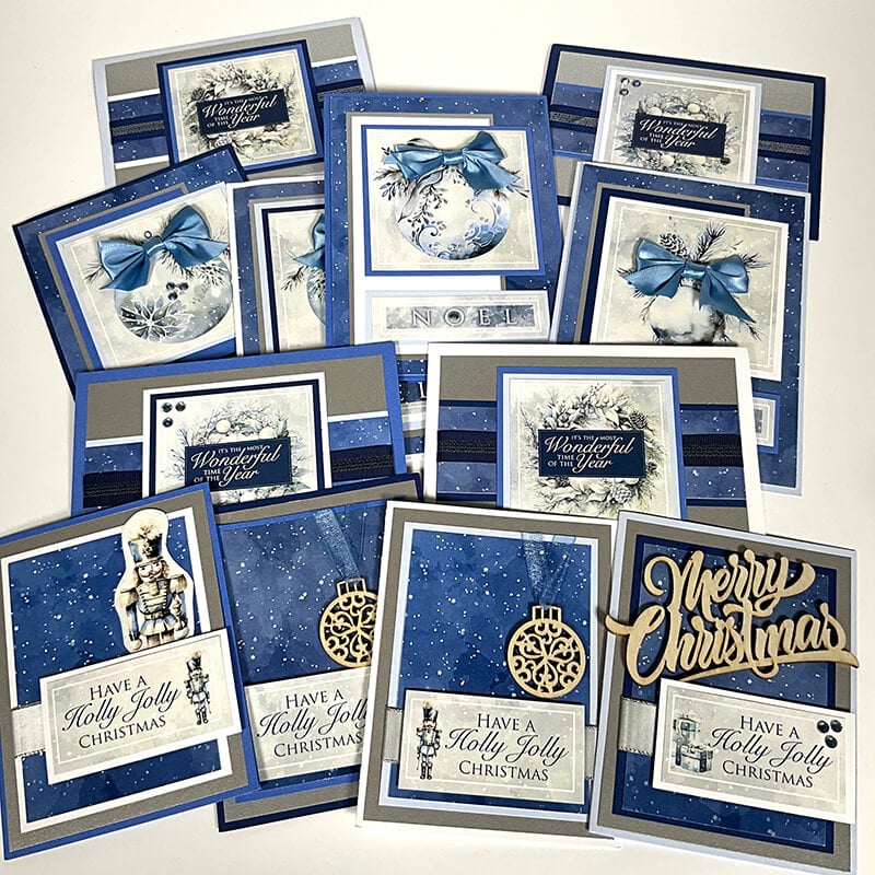 Make Blue Christmas cards with the Page Kit.