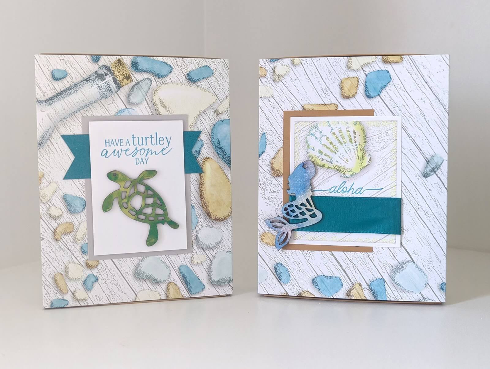 sea glass card tray with sliding lid