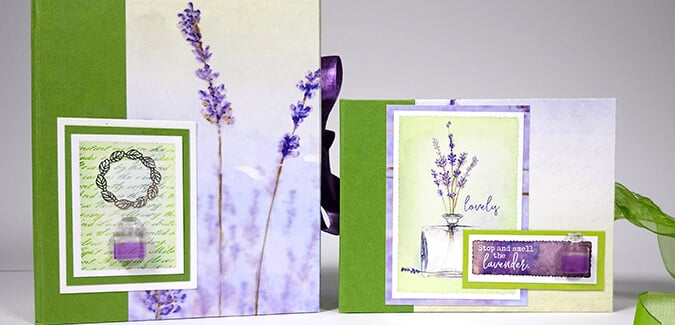 How to make a Lavender Fields Drop Spine Box and Mini Book