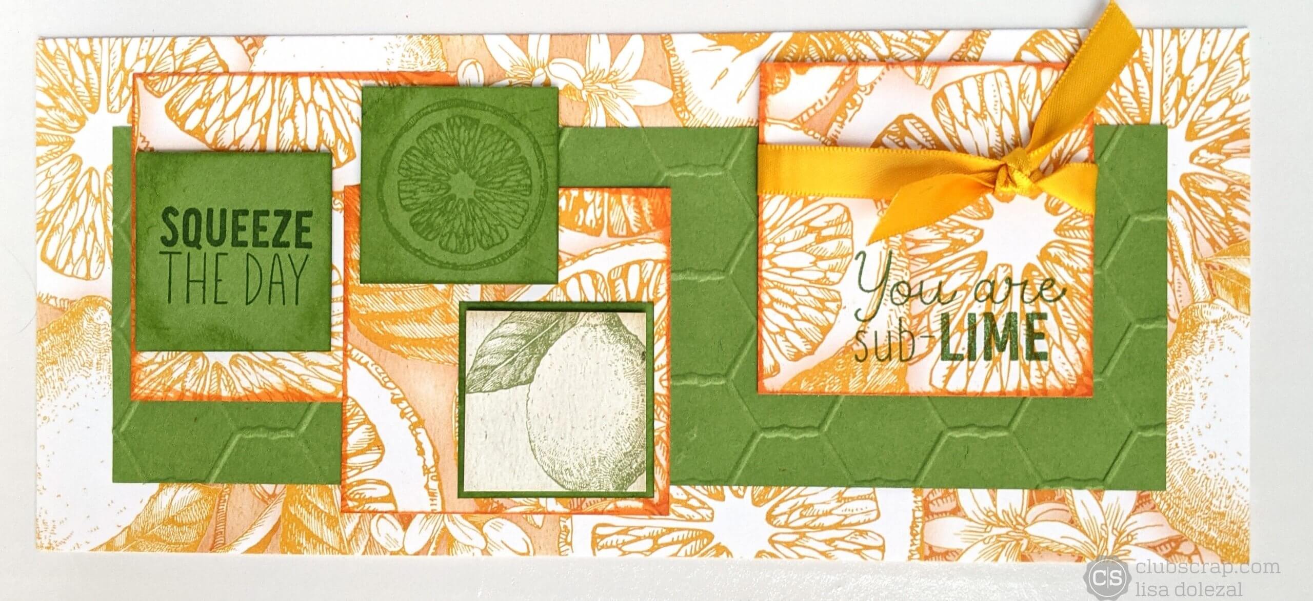 Make Zest for Life slimline cards from the January Page kit.