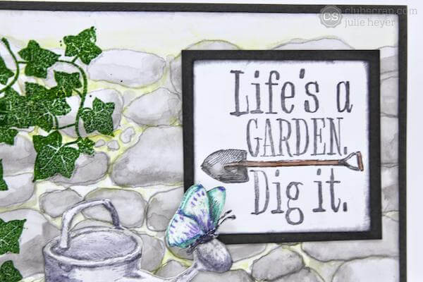Garden Shed Card featuring the Cobblestone Stencil
