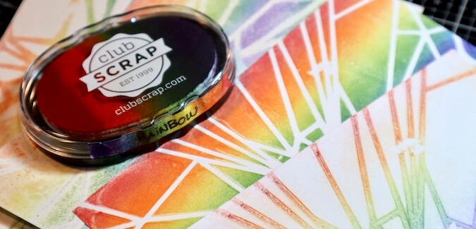 Rainbow Gel Printed cards featuring the Prism Stencil!