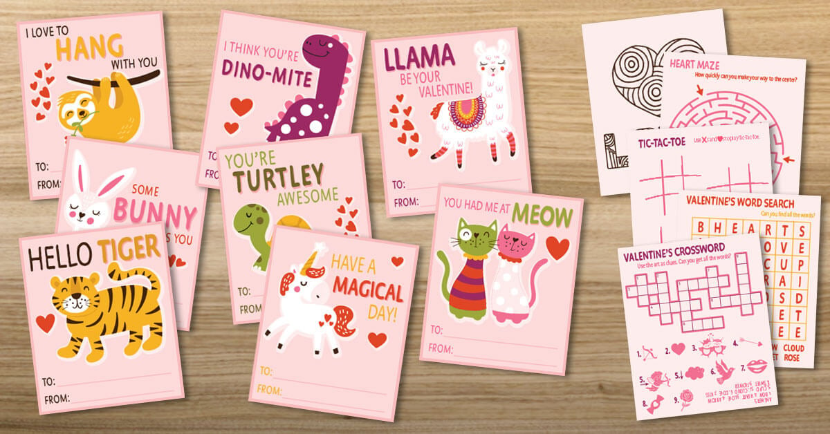 Free Printable Valentine's Day Cards with Games on the Back