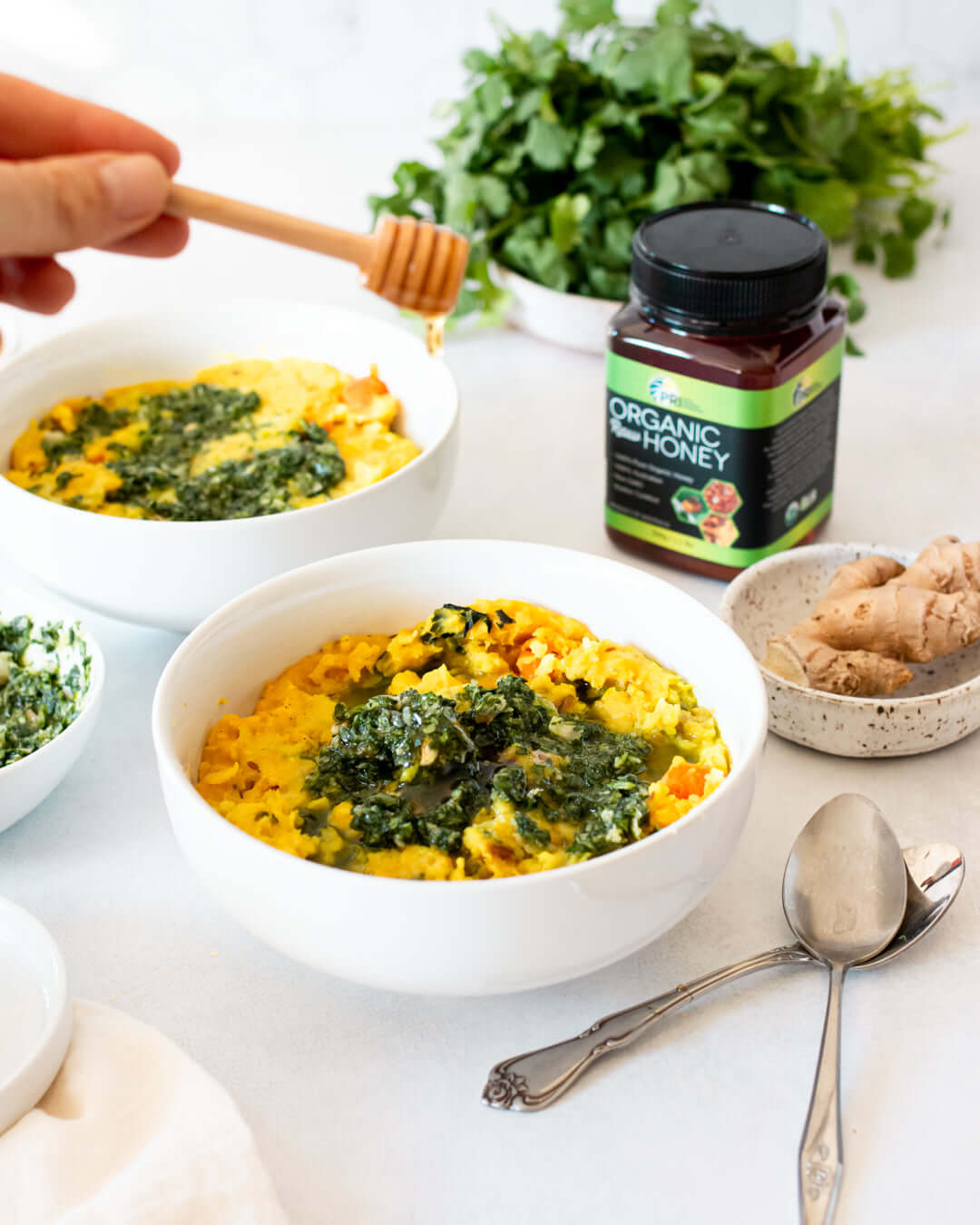 Ayurvedic Kitchari with Cilantro Honey Chutney