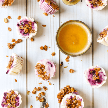 Berry Frozen Yogurt Bites With Honey Granola