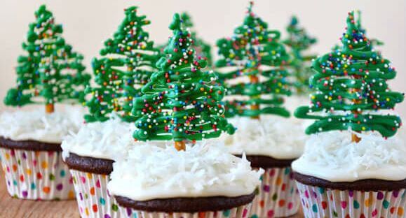 Honey Christmas Tree Chocolate Cupcakes