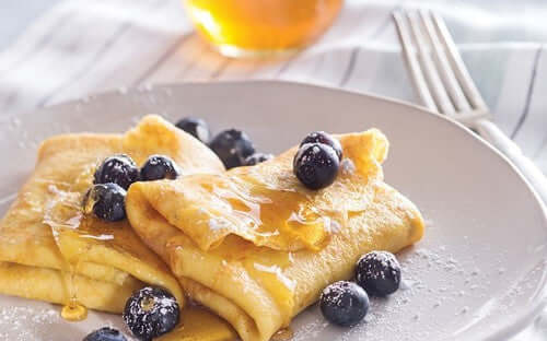 Honeyed Blueberry Breakfast Blintzes