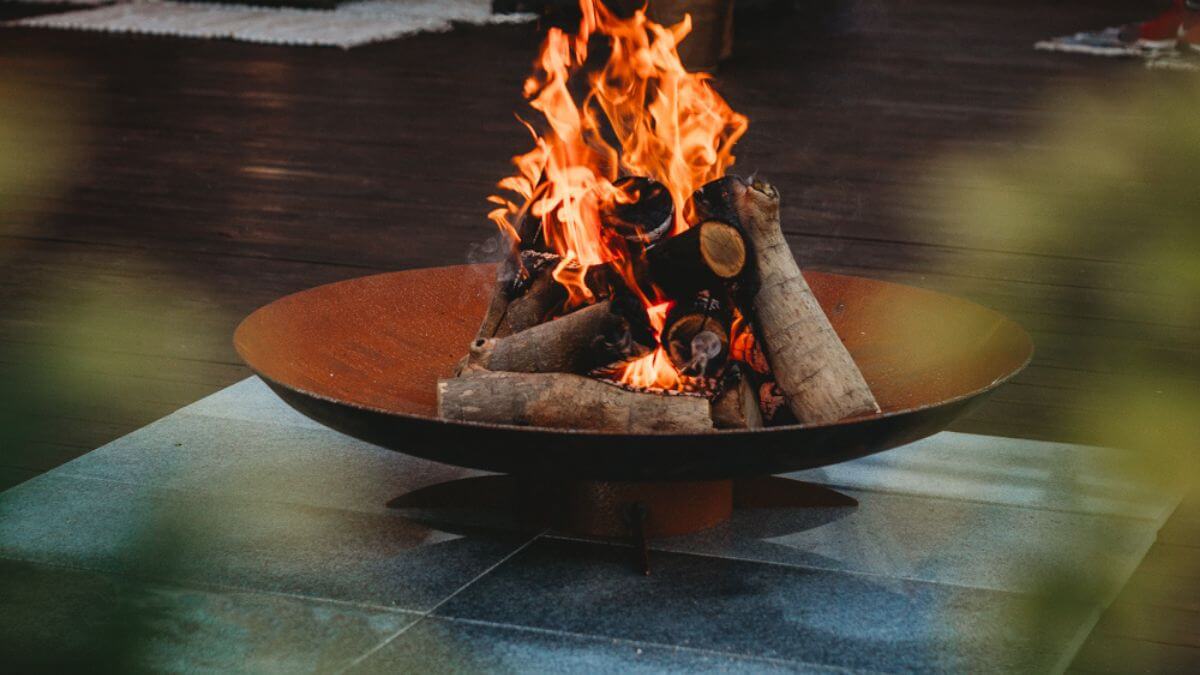 Round Concrete Fire Pit, Large, Unique, Custom Handmade Real Concrete Fire  Pit With Rust Metal Bowl. 