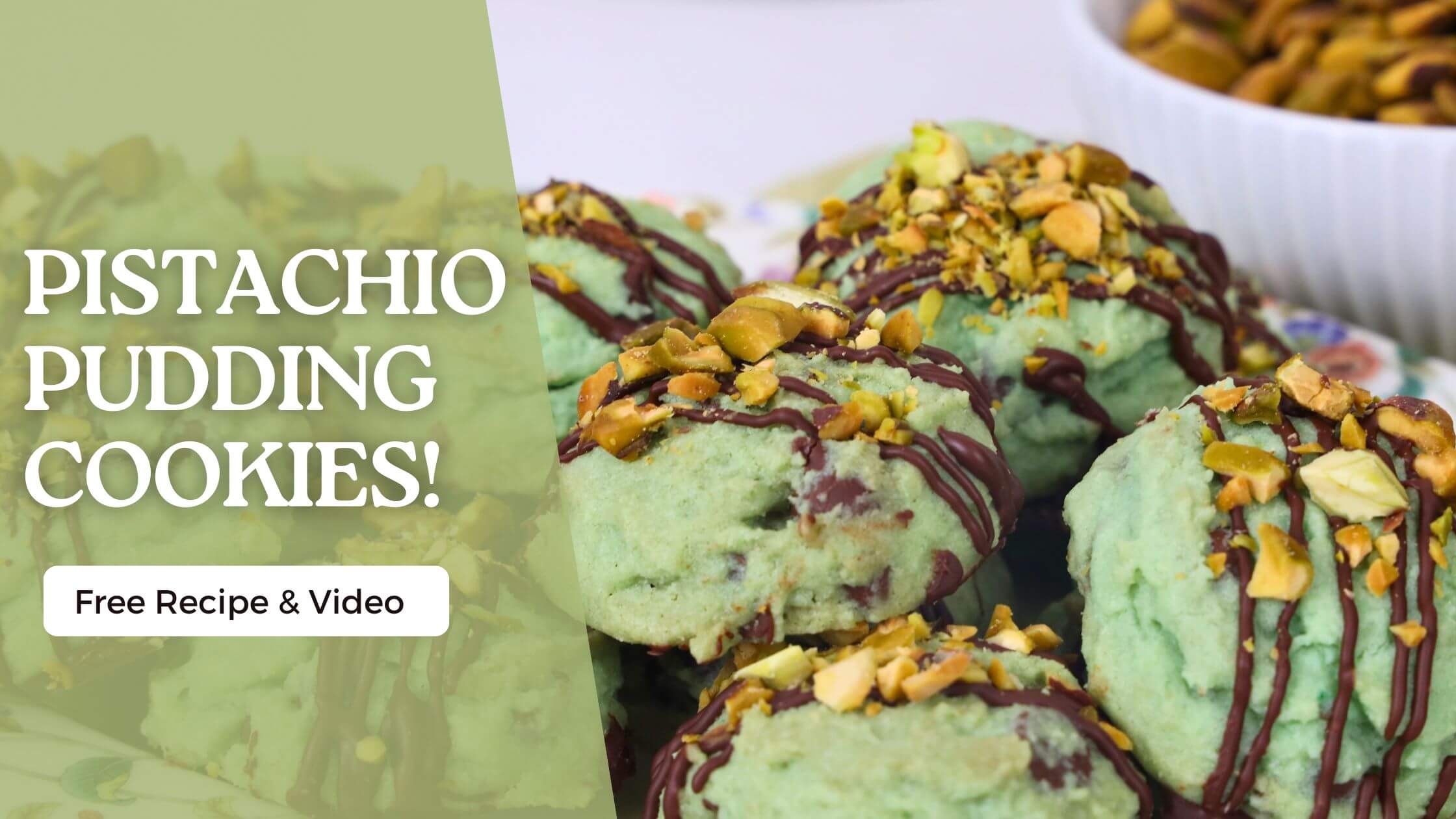 Pistachio Chocolate Chip Cookies (made with pudding mix!)