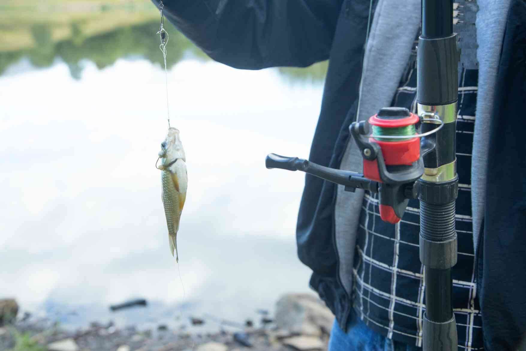 A fishing rod with hooked bait