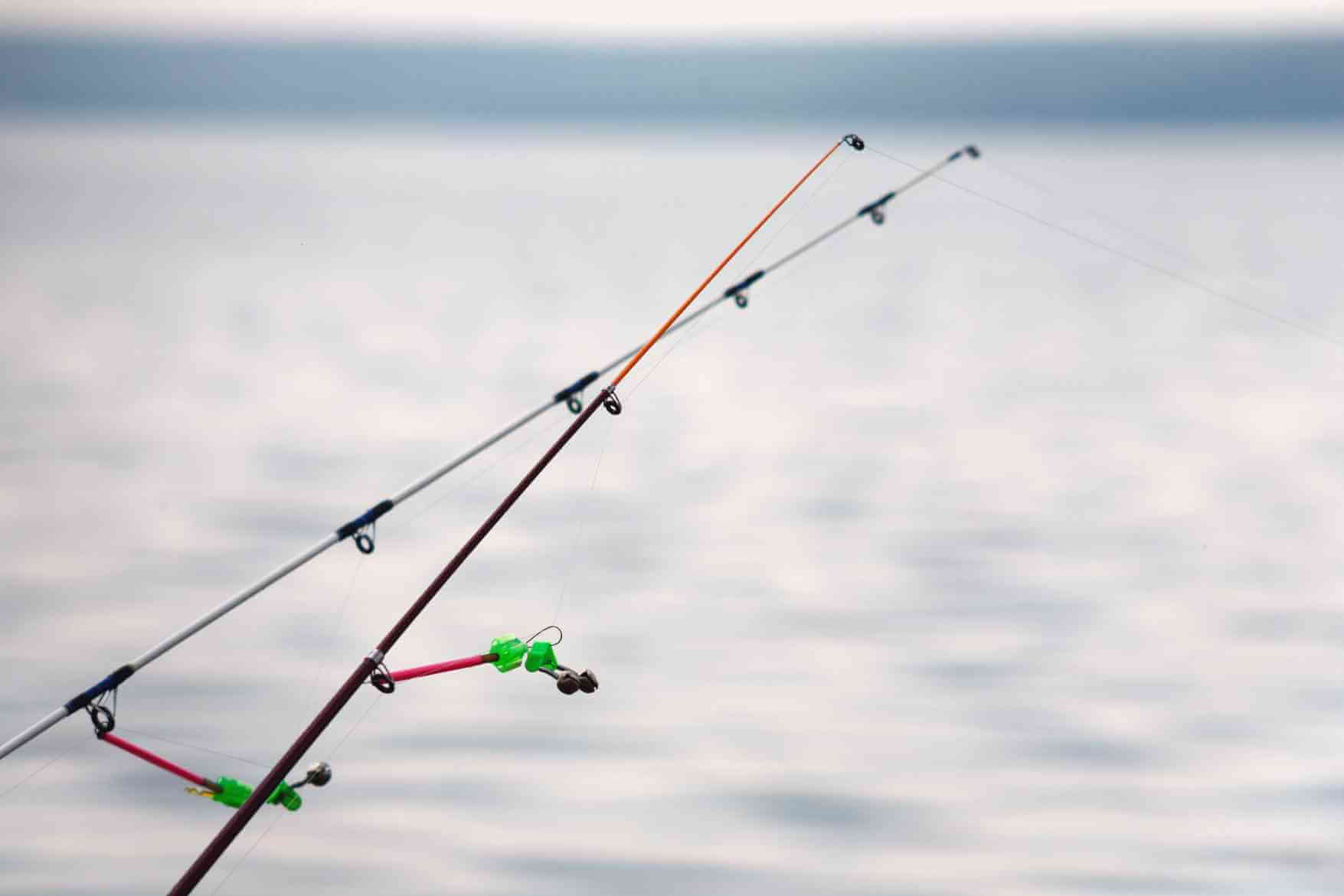 Angler holding a spinning reel with bright fishing line – braided line vs mono selection in action.