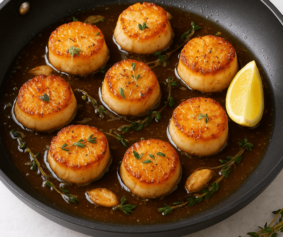 Pan-Seared Scallops with Brown Butter & Thyme – Euroshine