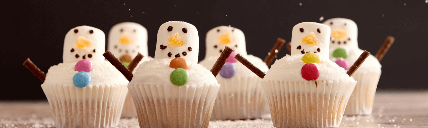 Coconut snowman cupcakes