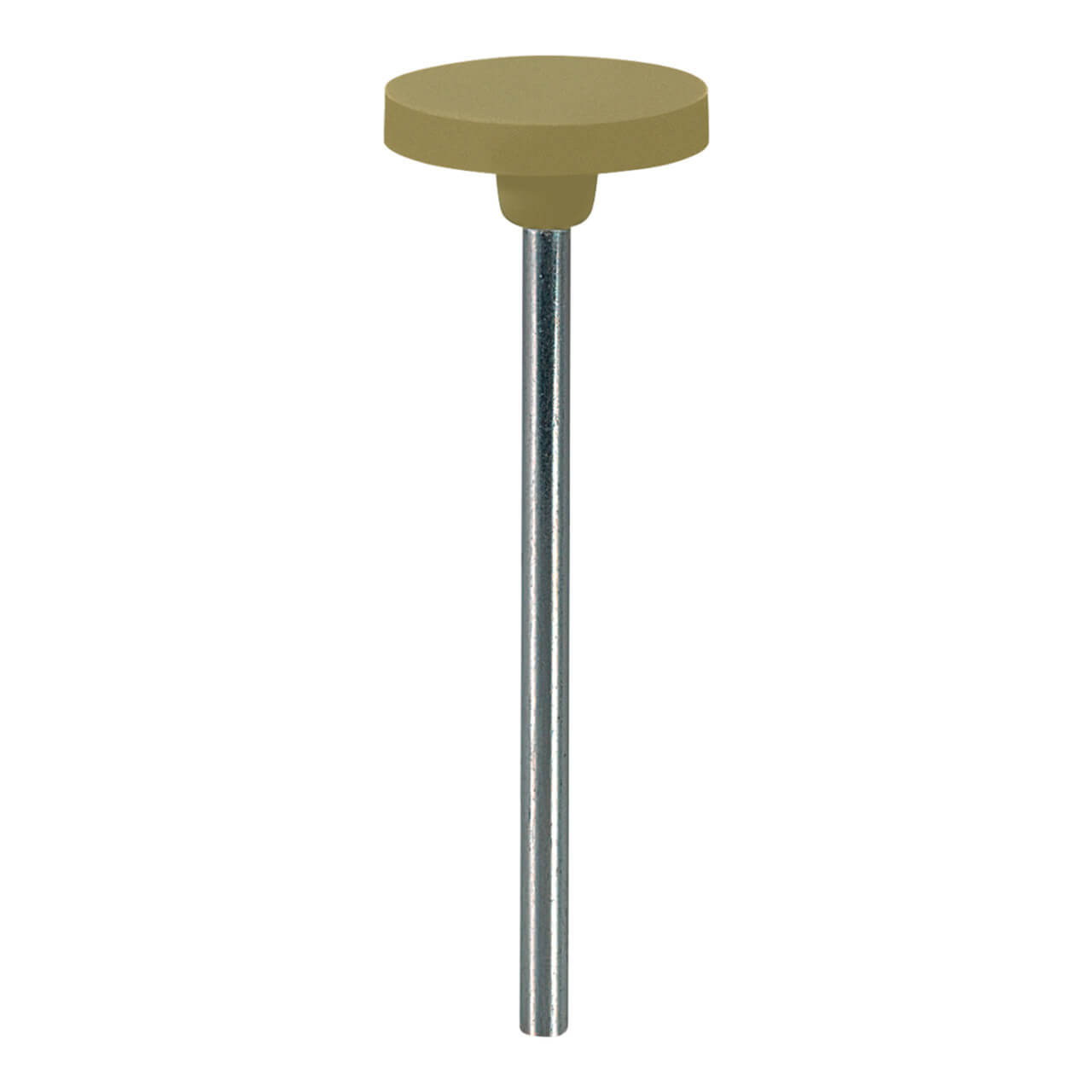 EVE Pumice Square-Edge Mounted Wheel 5/8, a medium-grit polisher for jewelry, designed to safely smooth and polish metal surfaces around stones and in tight areas.