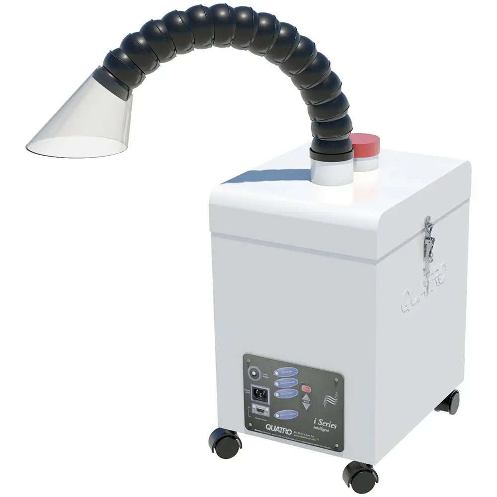Quatro SolderPure Heavy Duty Combo Fume Extractor, a professional-grade air filtration system designed for removing soldering fumes and airborne contaminants in jewelry studios.