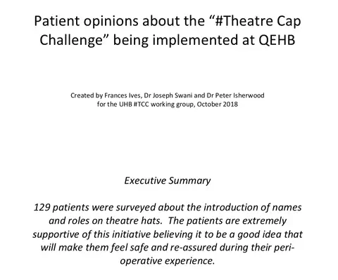 TheatreCaps - What do our patients think?