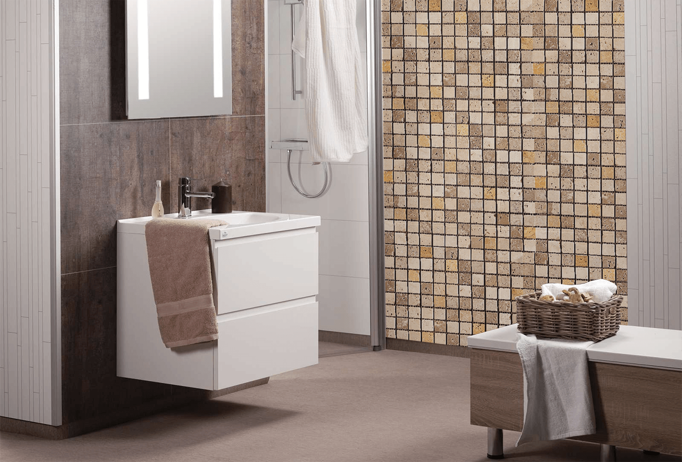 Classico Giallo Noce Travertine Mosaic Tiles for Home