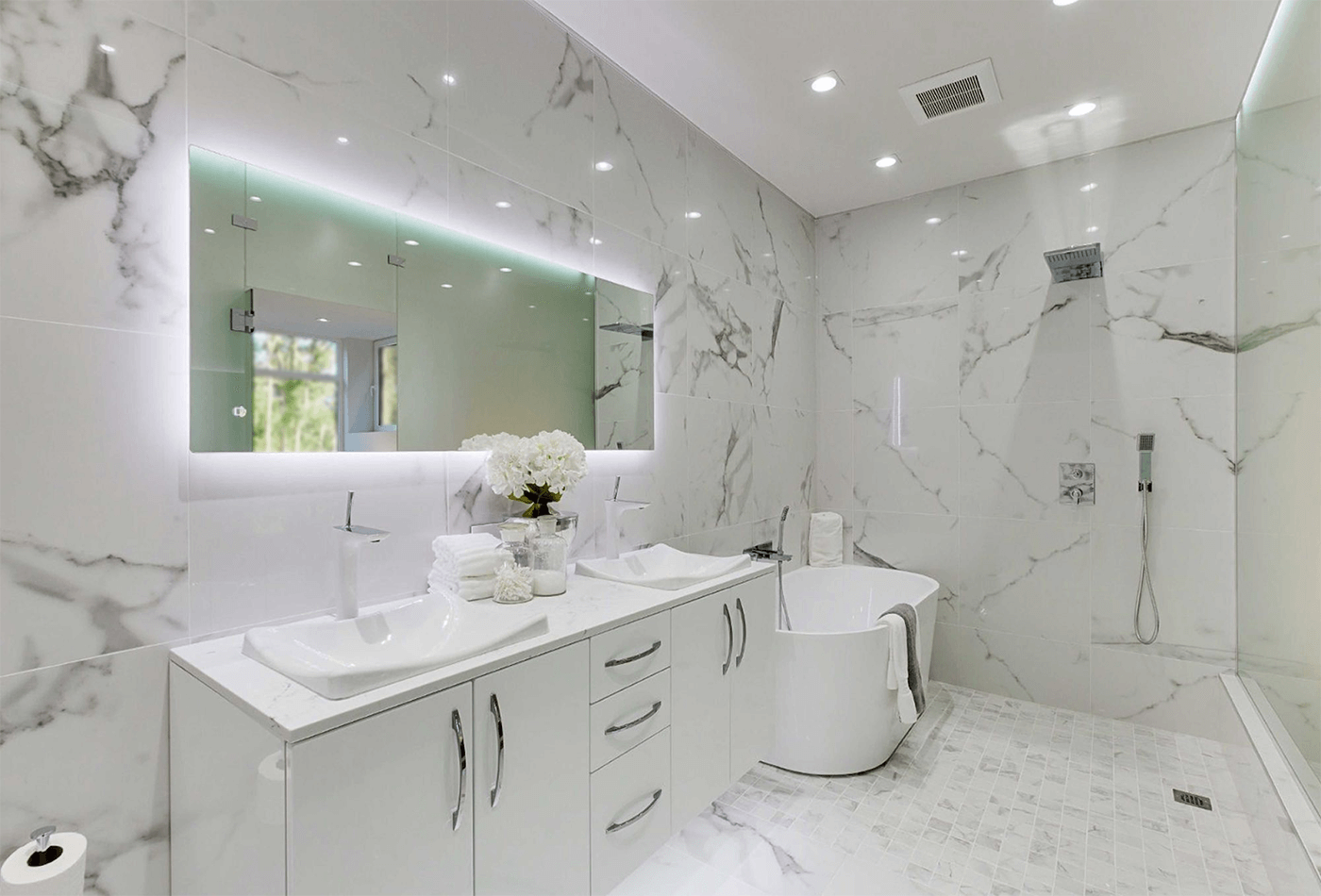Create A Stylish Walk-In Shower Easily  White bathroom designs, Bathroom  interior, Bathroom interior design