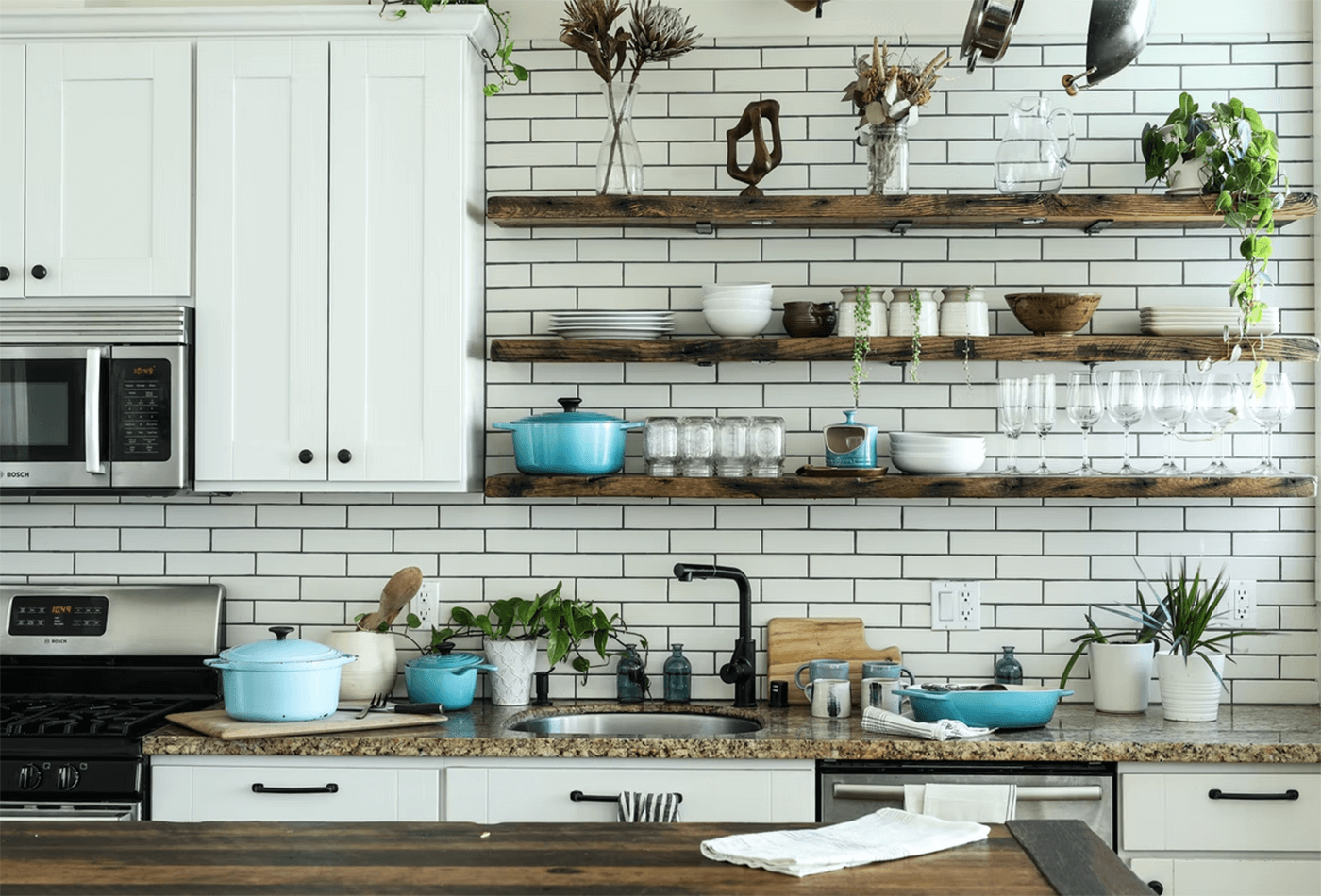 Floating Shelves and Worktops, Kitchens That Look Magical