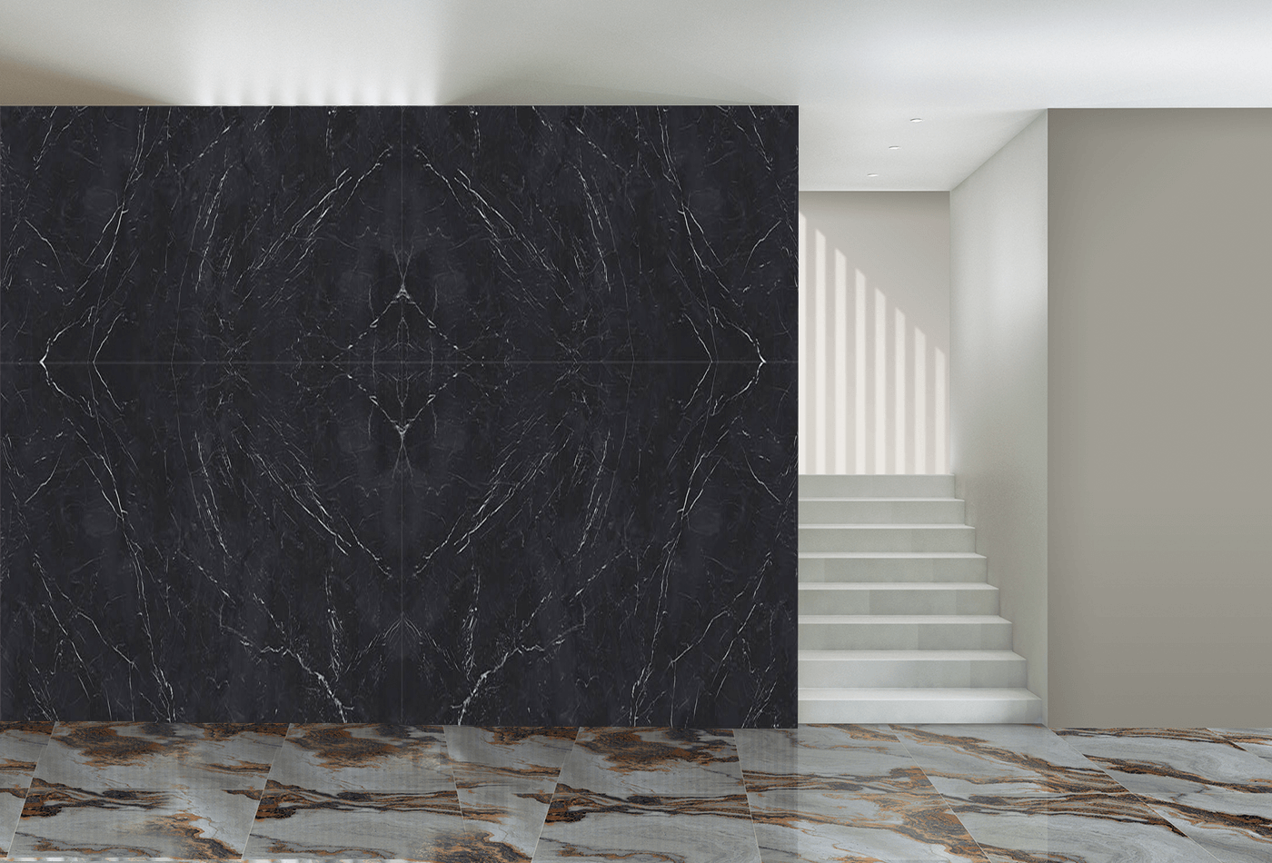 Nero Marquina Fv Bookmatch Ceramic for Lively Walls