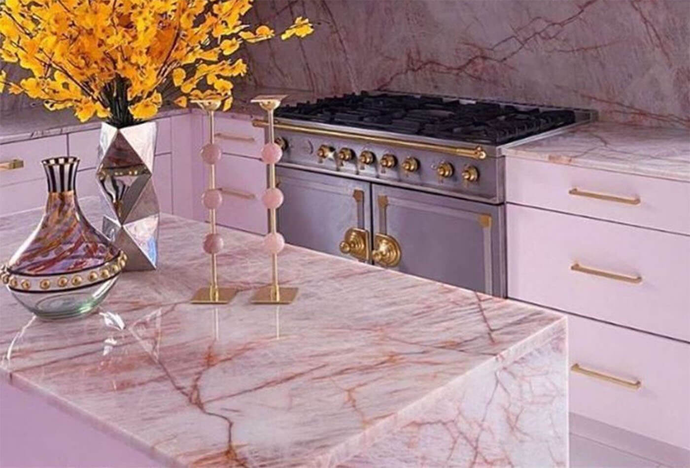 Pink Marble Kitchen 