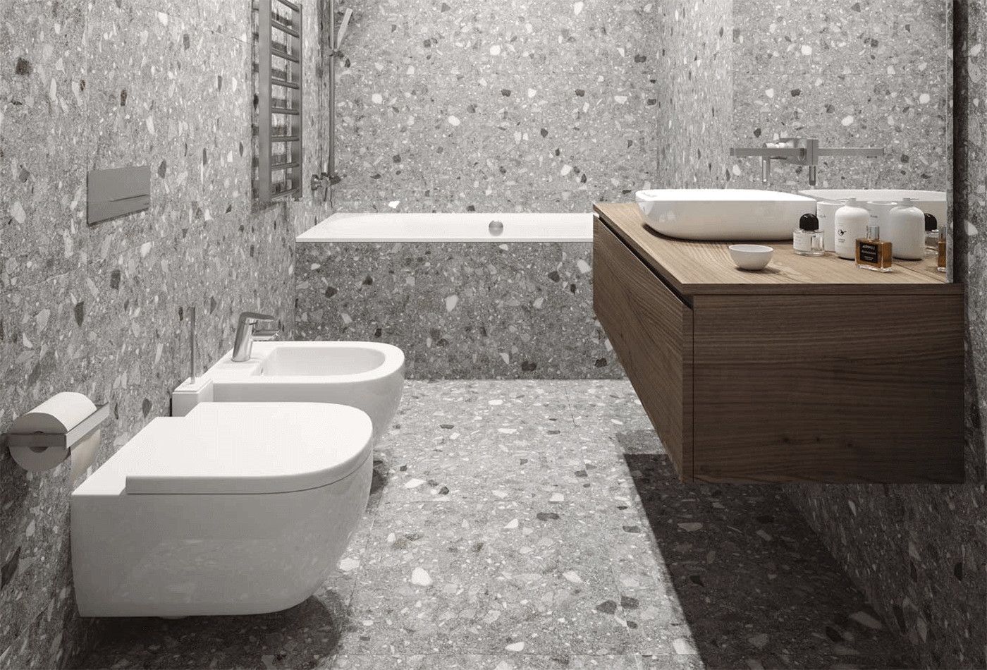 Terrazzo Tile; Eloquent Fashion for Bathroom Decor!