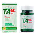 TA-65 telomerase activator supplement bottle showing 100-unit capsules for cellular health